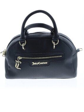 Juicy Couture Y2K Aesthetic Faux Leather Dome/Satchel/Bowler Bag In Black